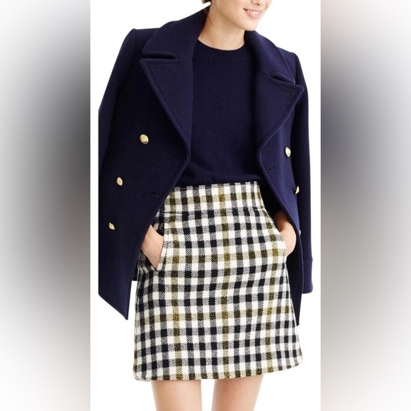 J.Crew Princess Mini Skirt in Double Serge Wool. Size 00. Black and White Plaid - Picture 11 of 11